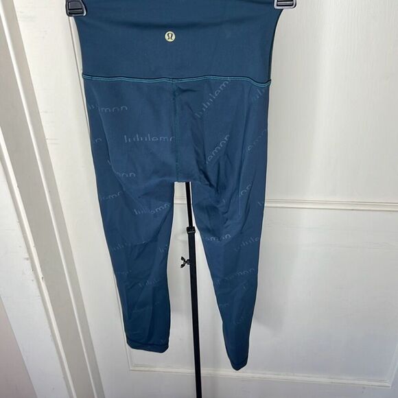 Lululemon Wunder Train HR Logo Embossed Tights in Submarine Size 2 - Picture 9 of 11